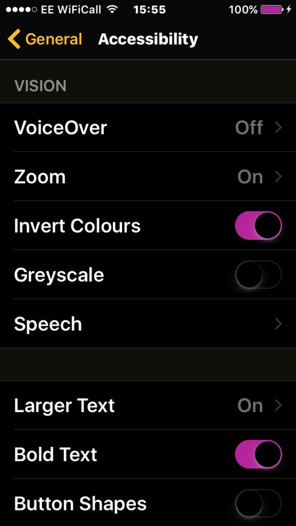 iPhone Accessibility Settings