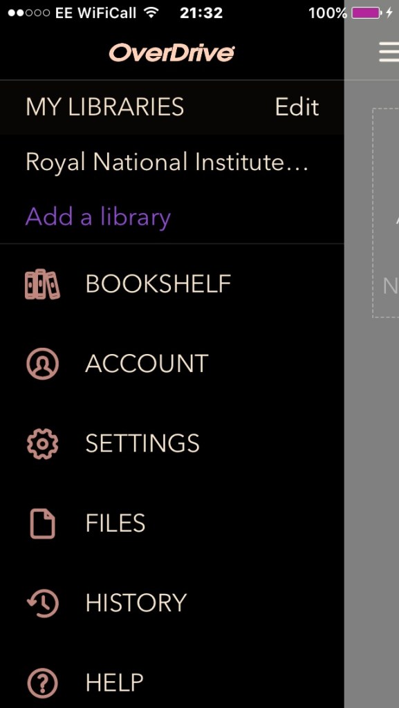 Screenshot of the Overdrive app on my iPhone