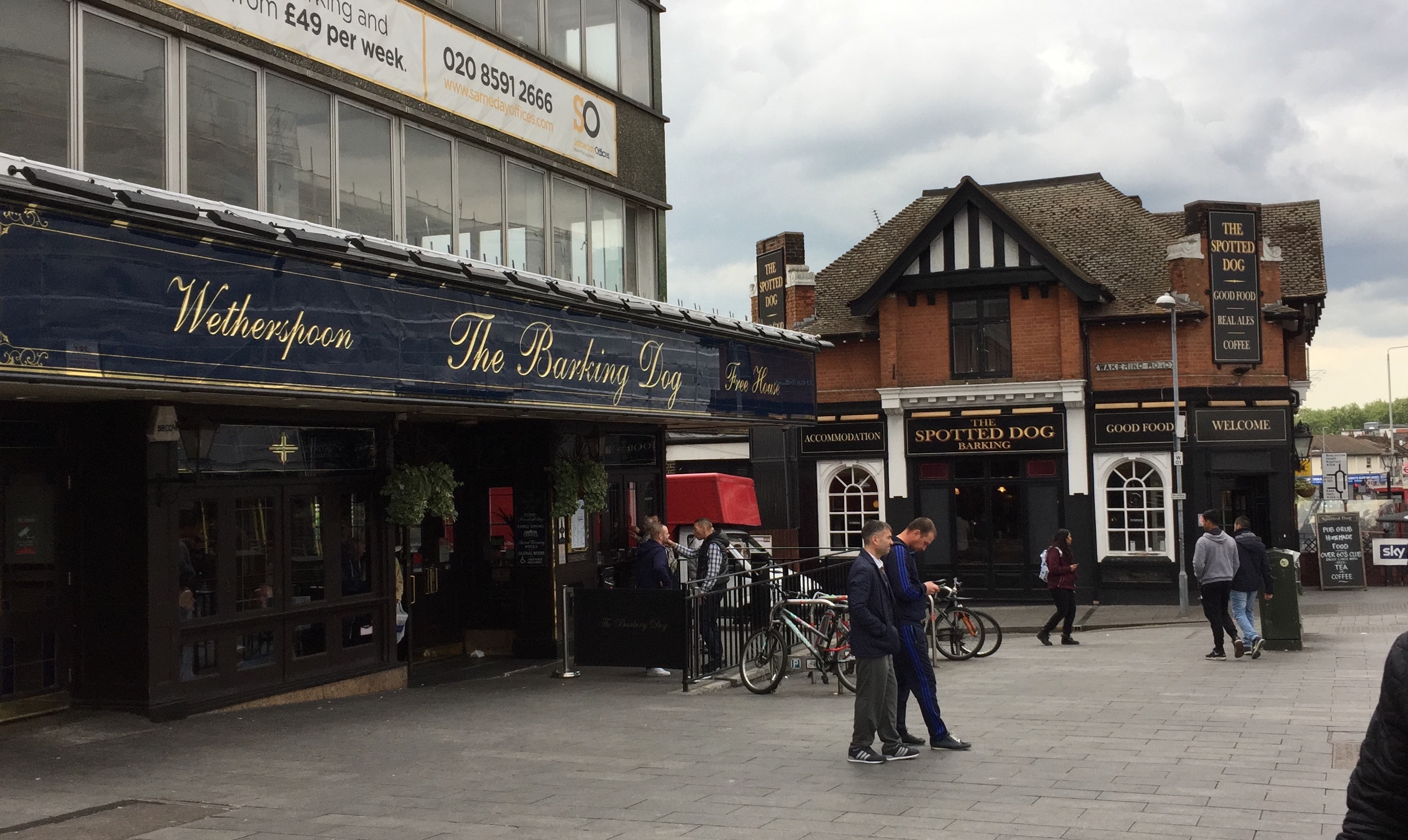 Neighbouring pubs called The Barking Dog and The Spotted Dog.