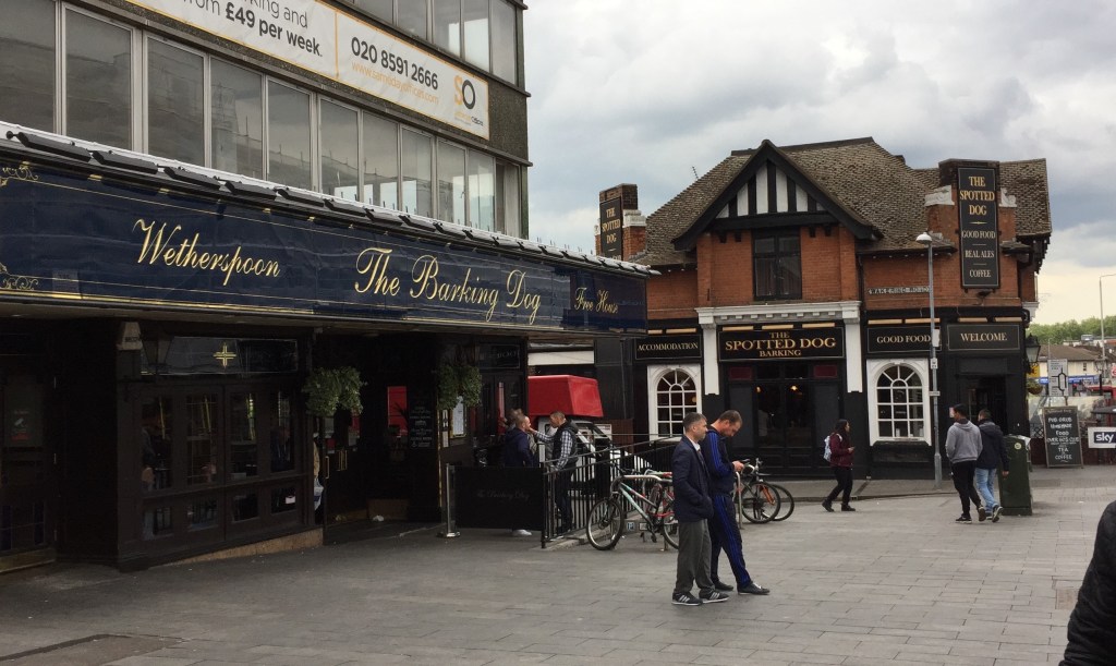 Neighbouring pubs called The Barking Dog and The Spotted Dog.