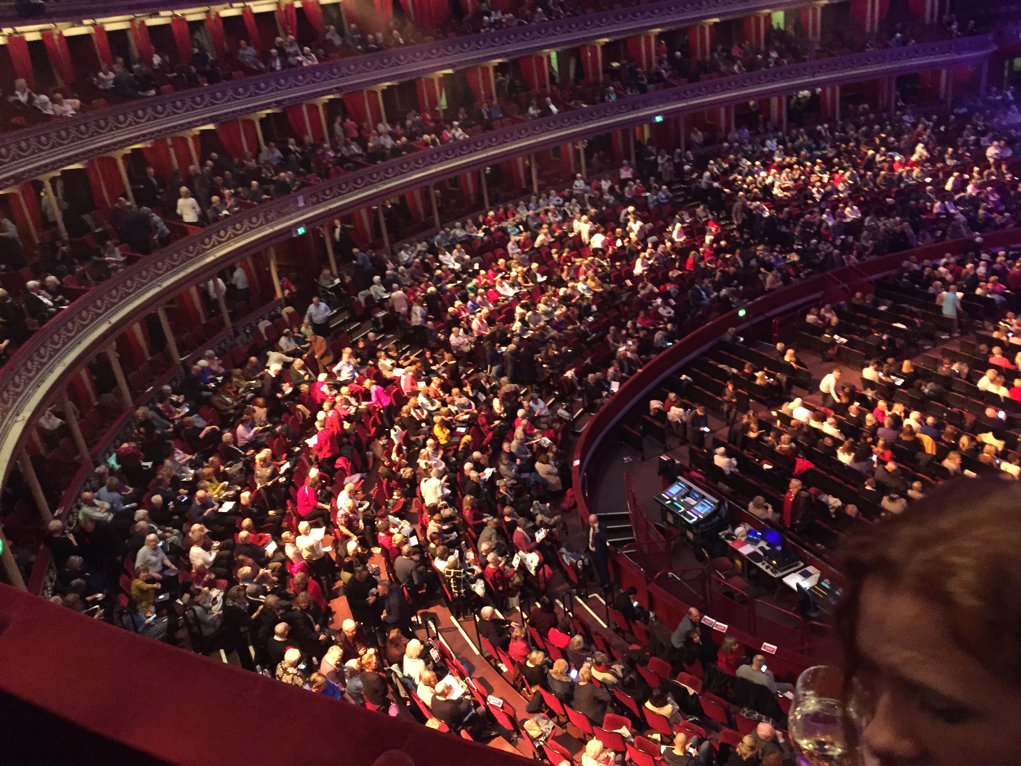 View from above of the audience in the stalls.