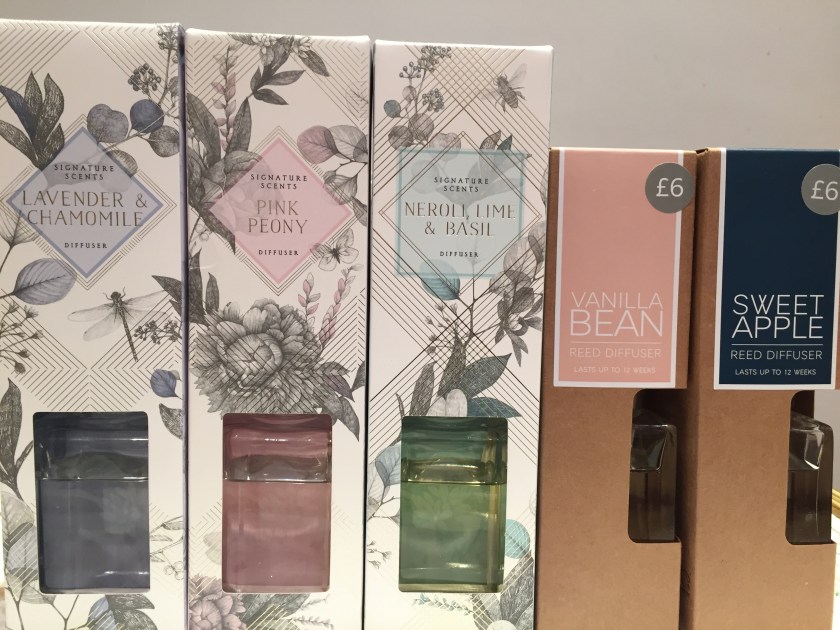 Scented diffusers from Marks & Spencer - Lavender & Chamomile, Pink Peony, Neroli, Pine and Basil, Vanilla Bean and Sweet Apple