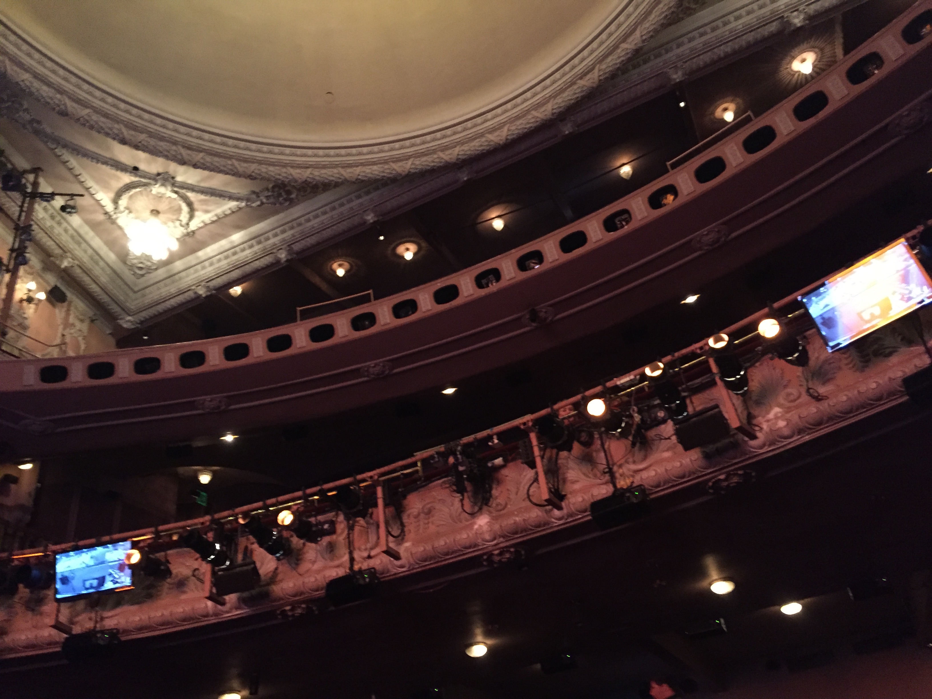 View from the stalls towards the upper levels of the auditorium