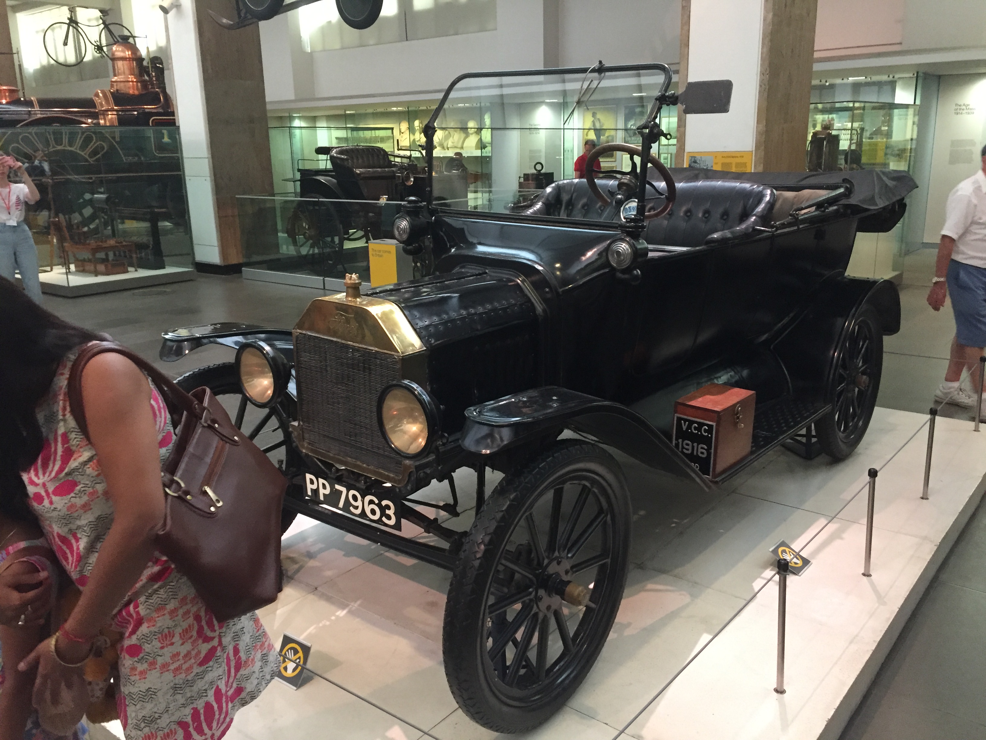 A black Ford Model T car with the registration PP 7963.