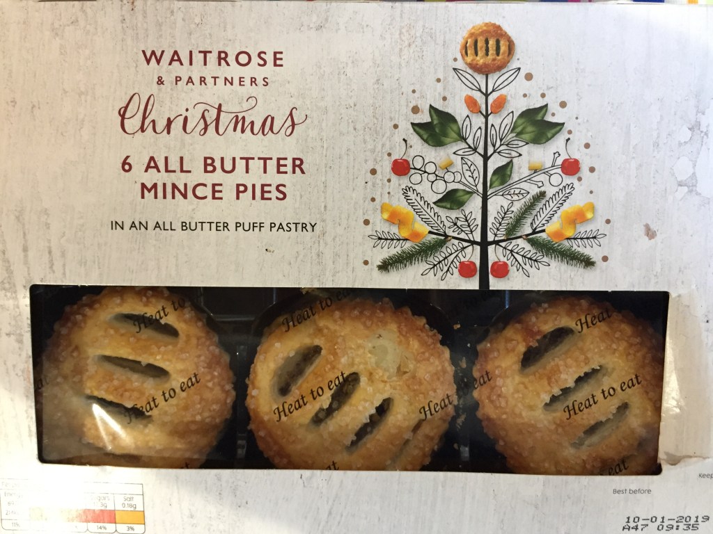A box of 6 Waitrose All Butter Mince Pies, in an all butter puff pastry.