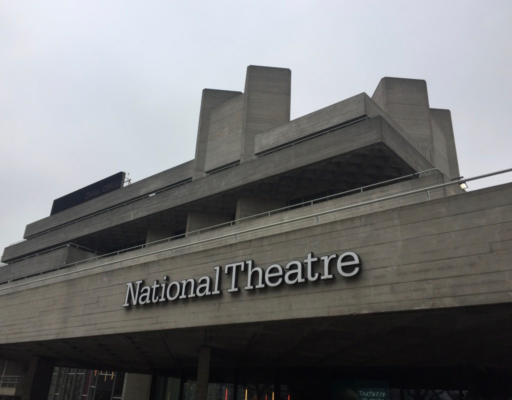 The outside of the large concrete National Theatre building.