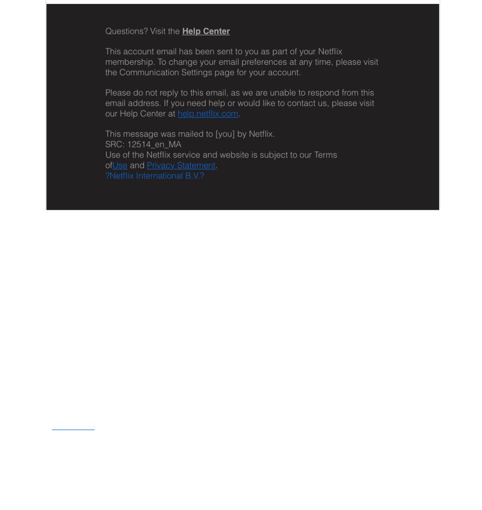 Screenshot of Netflix scam email footer