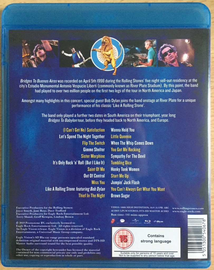 The Rolling Stones - Bridges To Buenos Aires Blu-ray Rear