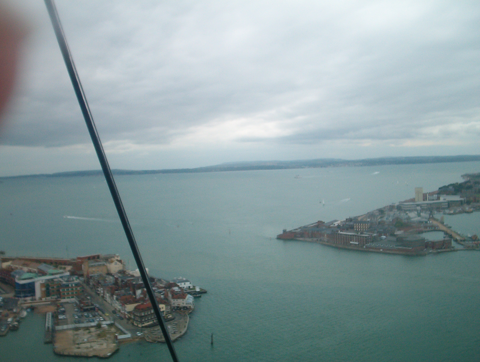 View from the Spinnaker Tower out to sea at Portsmouth.