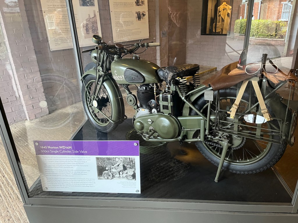 A green coloured 1943 Norton WD16H Motorcycle.