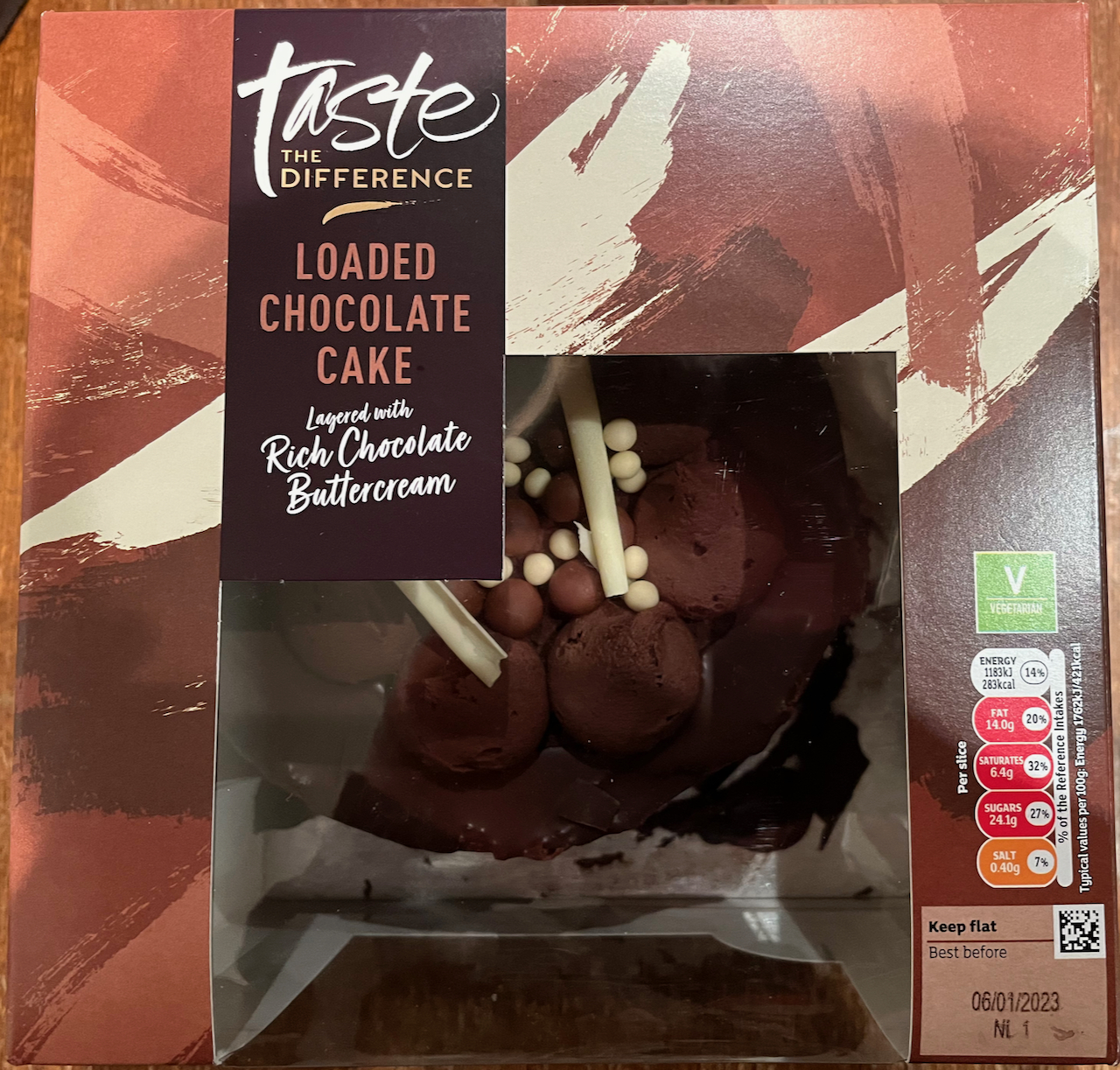 Sainsbury's Taste The Difference Loaded Chocolate Cake, loaded with rich chocolate buttercream.