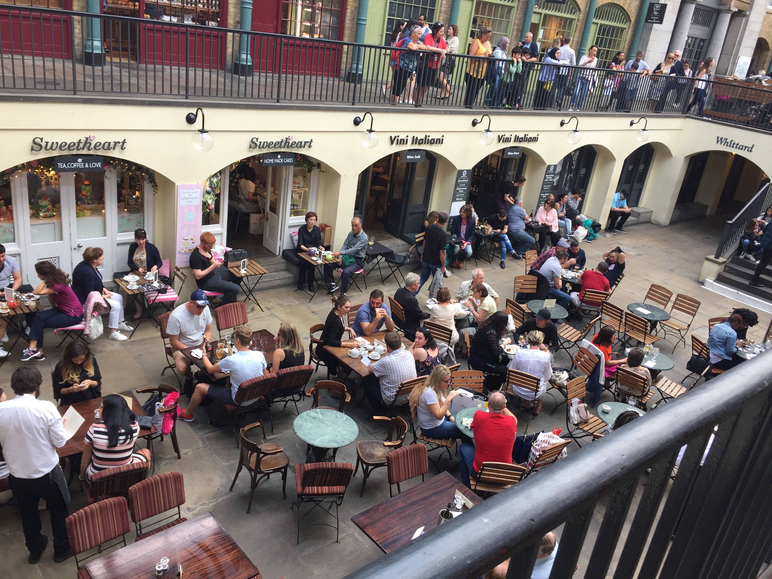 The busy downstairs dining area in Covent Garden Market.