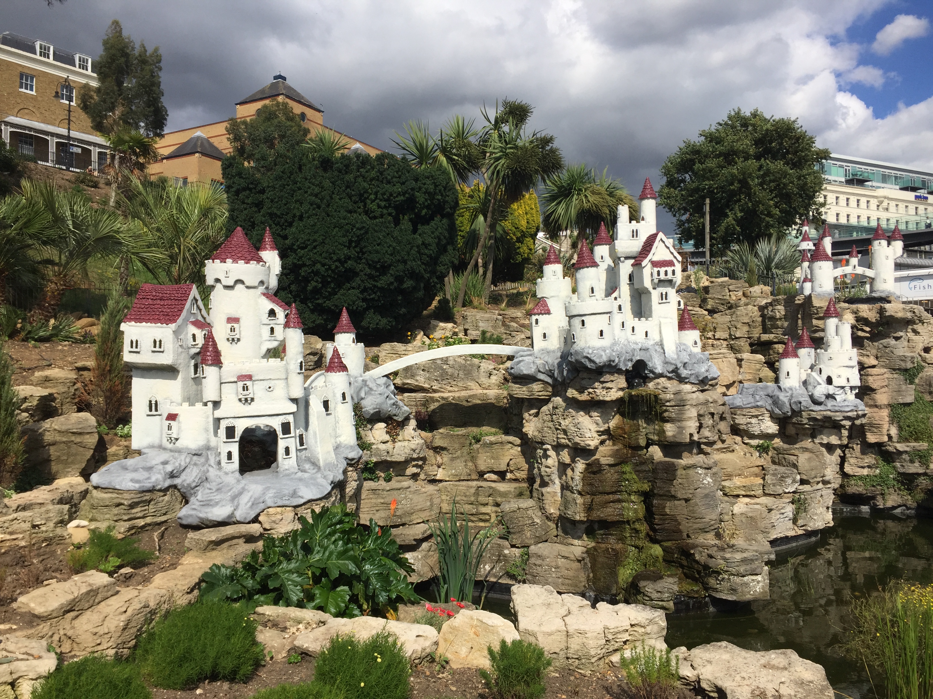 A model of a fairy castle in the Cliff Gardens in Southend.