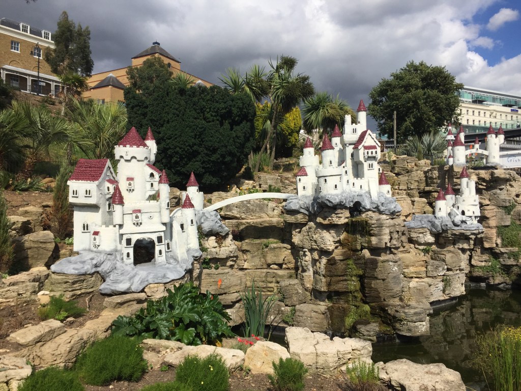 A model of a fairy castle in the Cliff Gardens in Southend.