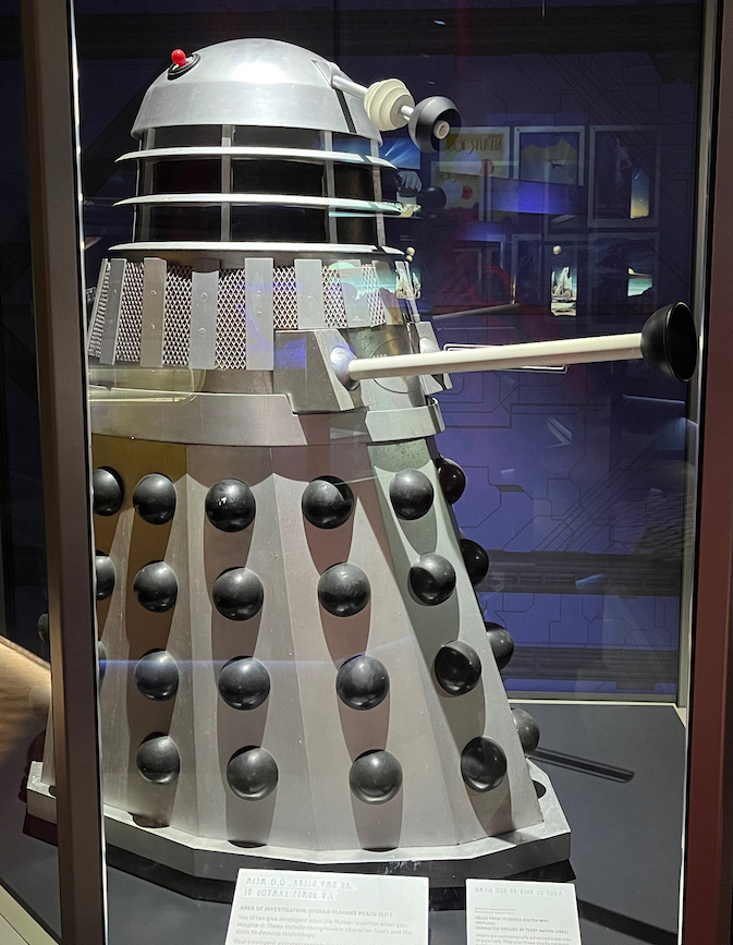 A silver Dalek from Doctor Who.