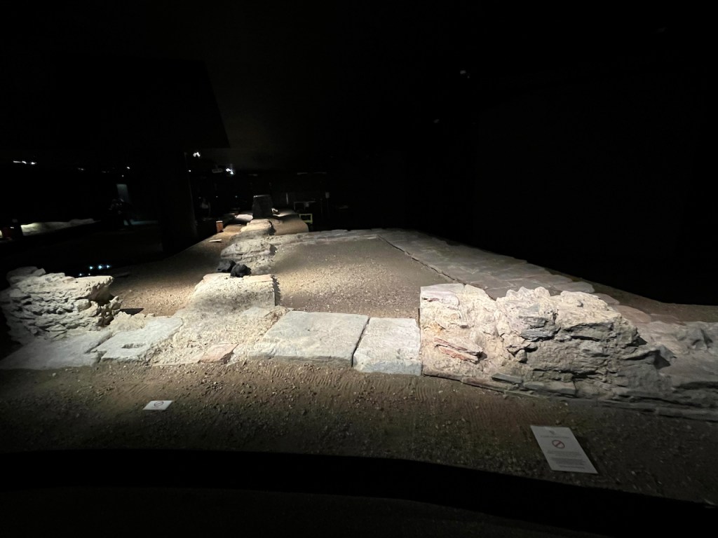 Stonework in the Roman amphitheatre beneath Guildhall Art Gallery.