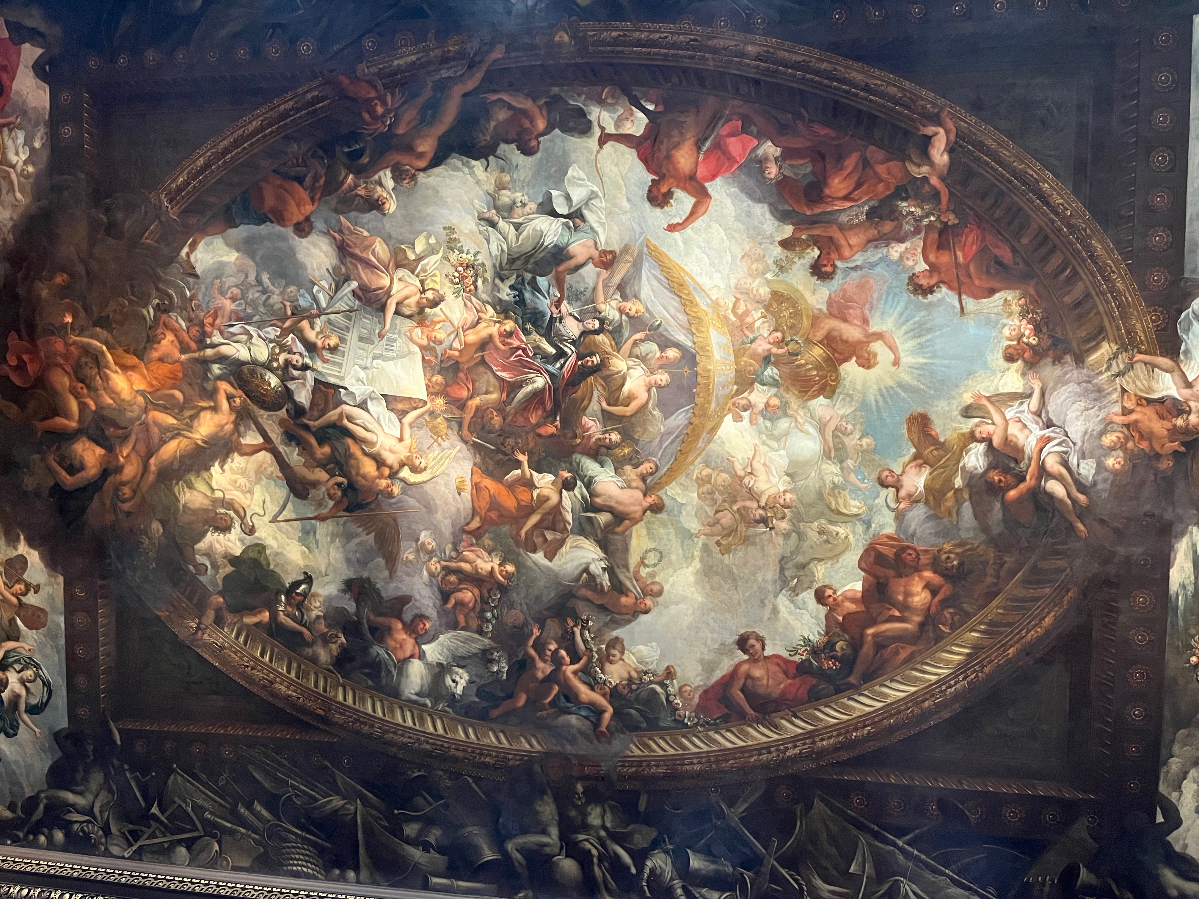 A large section of the artwork on the ceiling of the Painted Hall in the Old Royal Naval College.
