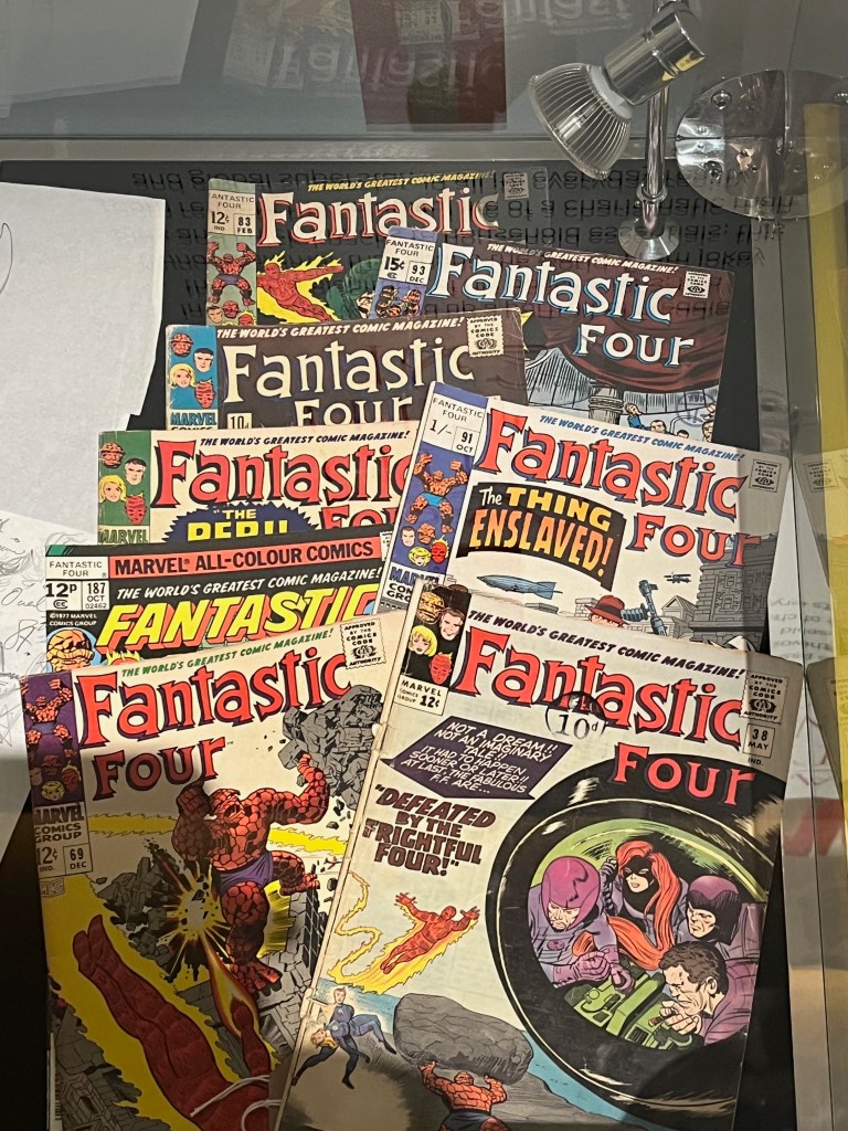 A selection of Fantastic Four superhero comics.