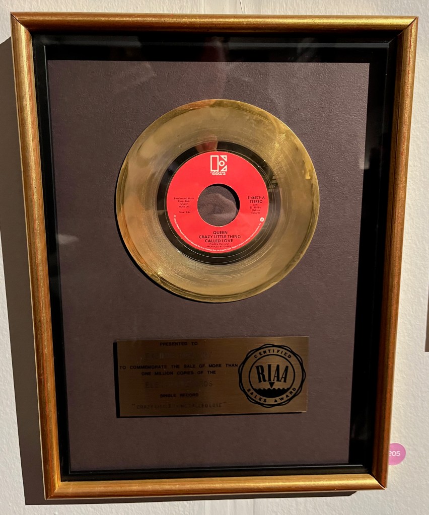 Gold disc award for Crazy Little Thing Called Love.