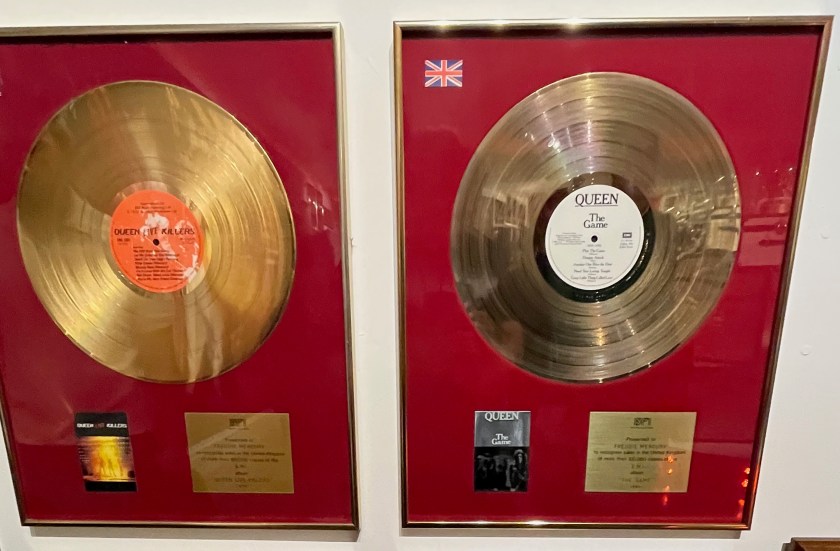 BPI gold disc sales awards for Live Killers and The Game.