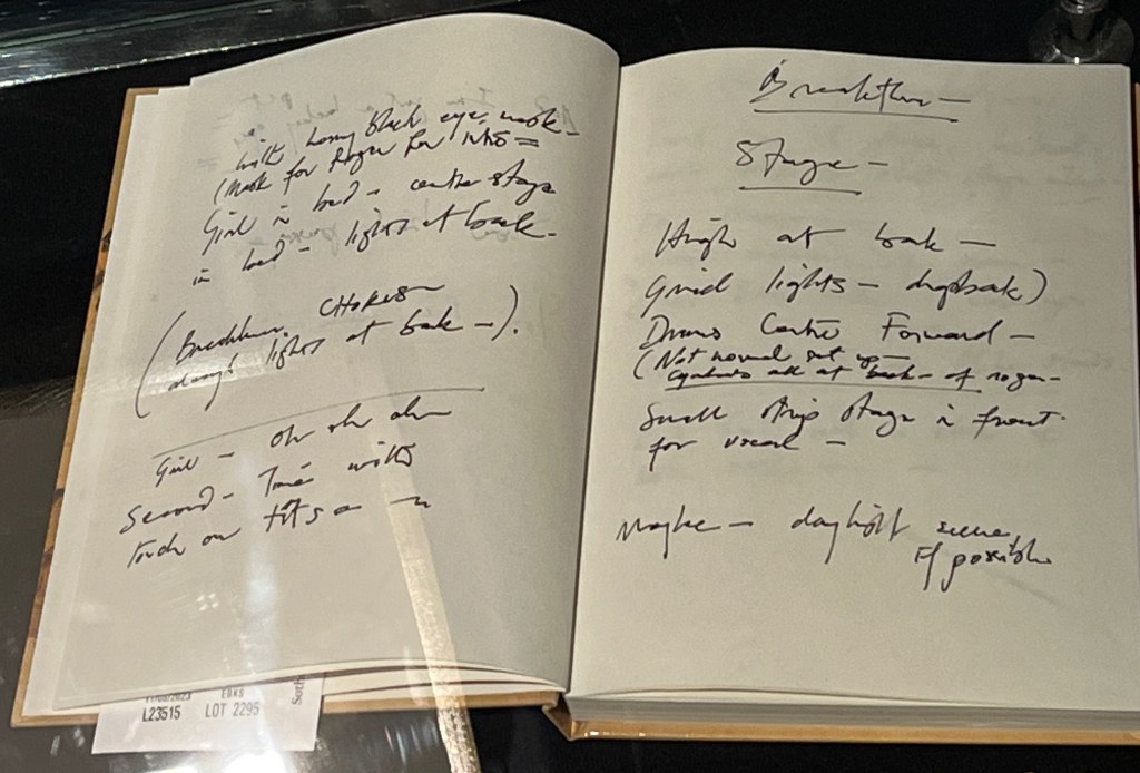 Handwritten notes by Freddie Mercury for the Breakthru music video.