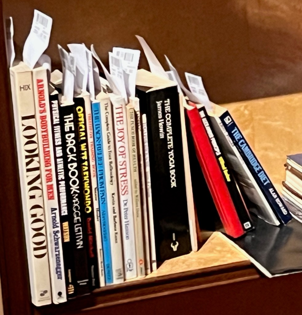 A collection of 20 books on health and fitness, including bodybuilding, tae kwon do and yoga.