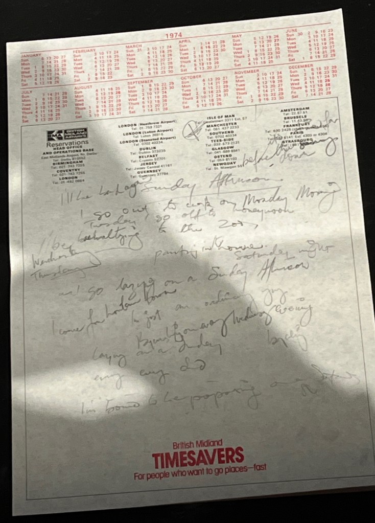 Freddie Mercury's handwritten lyrics for Lazing On A Sunday Afternoon.