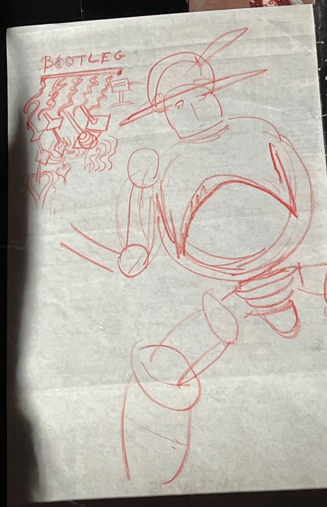 Sketch by Freddie Mercury of the robot for the album cover of News Of The World.