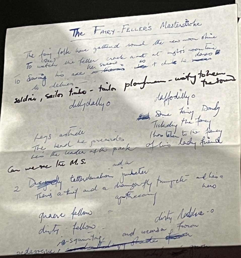Freddie Mercury's handwritten lyrics for The Fairy Feller's Master-Stroke.