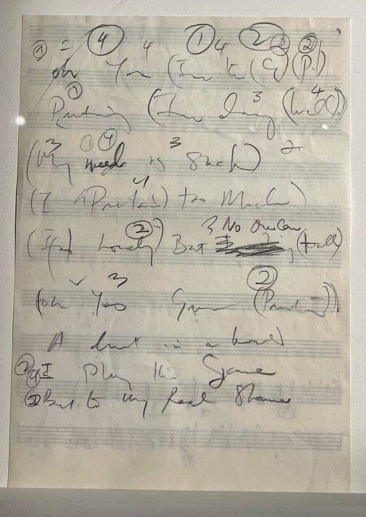 Freddie Mercury's handwritten lyrics for The Great Pretender.